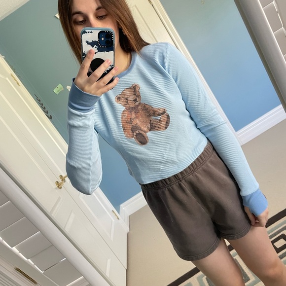 Delia Teddy Bear Blue Long Sleeve Tee - Picture 3 of 6